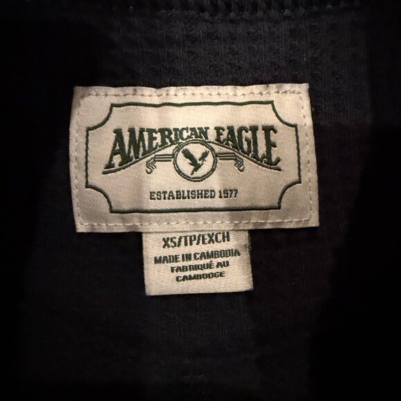 AMERICAN EAGLE AE LETS HANGOUT CREWNECK SWEATSHIRT BLUE XS WOMENS - Picture 6 of 7